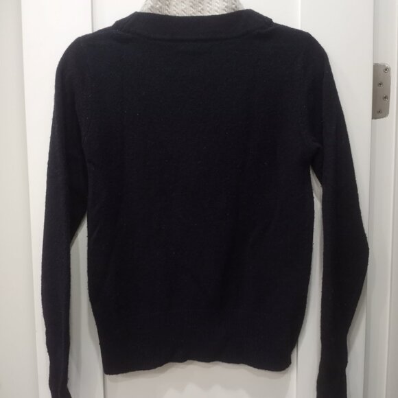 Sandro Women's Cable V Mockneck Sweater Blue/White Size 0 - Picture 2 of 6